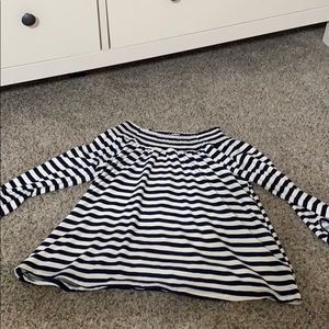 White and navy off the shoulder top